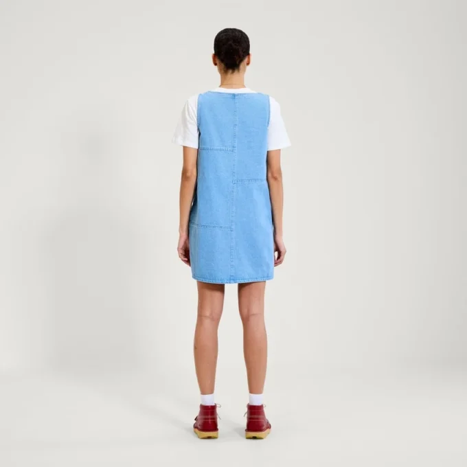 Abito mini in denim classico Kickers da donna, blu