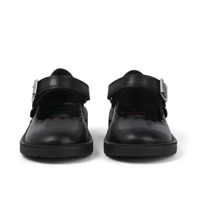 Adlar MJ Scallop in pelle nera per bambine Adlar MJ Scallop in pelle nera per bambine