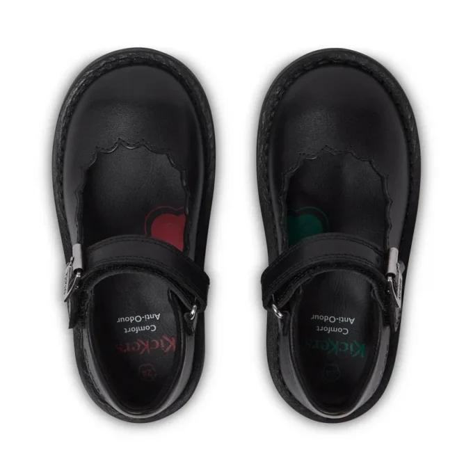 Adlar MJ Scallop in pelle nera per bambine Adlar MJ Scallop in pelle nera per bambine
