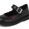 Adlar MJ Scallop in pelle nera per bambine Adlar MJ Scallop in pelle nera per bambine