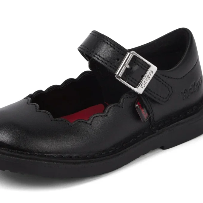 Adlar MJ Scallop in pelle nera per bambine Adlar MJ Scallop in pelle nera per bambine