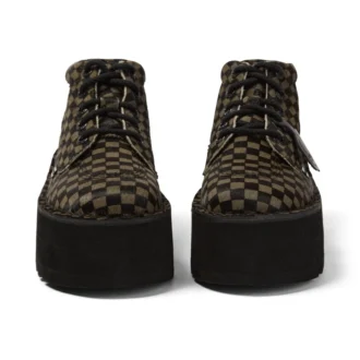Adulti Unisex Kick Hi Platform in pelle Nero/Kaki