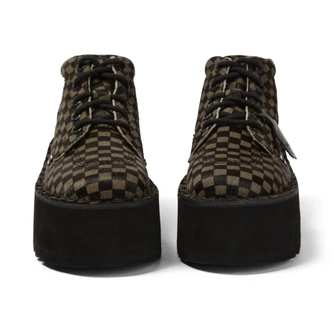Adulti Unisex Kick Hi Platform in pelle Nero/Kaki