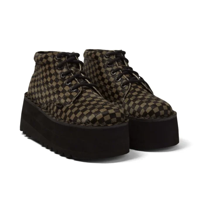 Adulti Unisex Kick Hi Platform in pelle Nero/Kaki