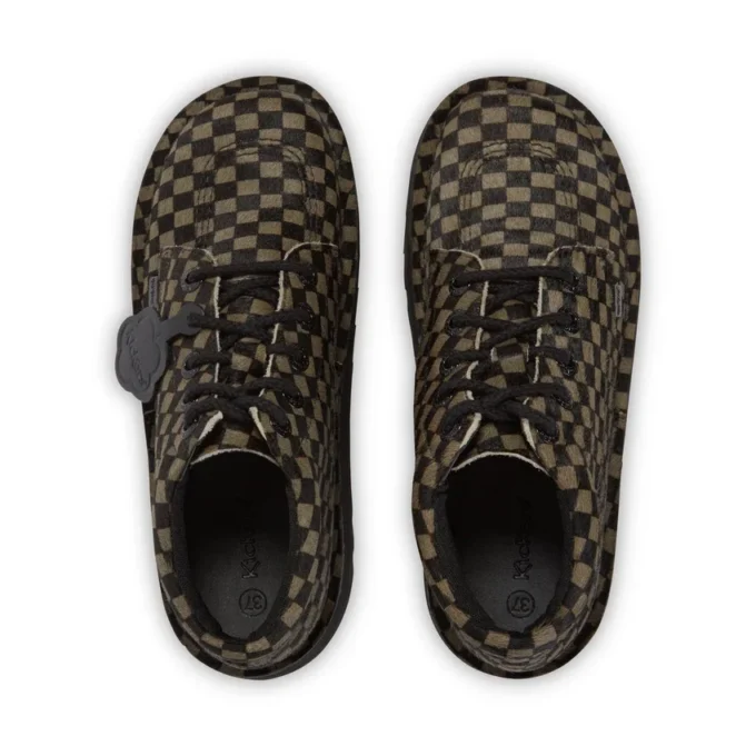 Adulti Unisex Kick Hi Platform in pelle Nero/Kaki