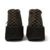 Adulti Unisex Kick Hi Platform in pelle Nero/Kaki