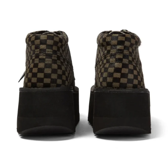 Adulti Unisex Kick Hi Platform in pelle Nero/Kaki