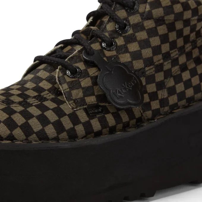 Adulti Unisex Kick Hi Platform in pelle Nero/Kaki