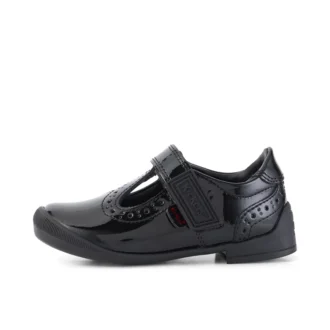Bambine Bridie Brogue T-Vel in vernice nera