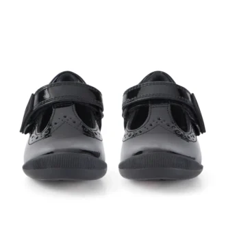 Bambine Bridie Brogue T-Vel in vernice nera