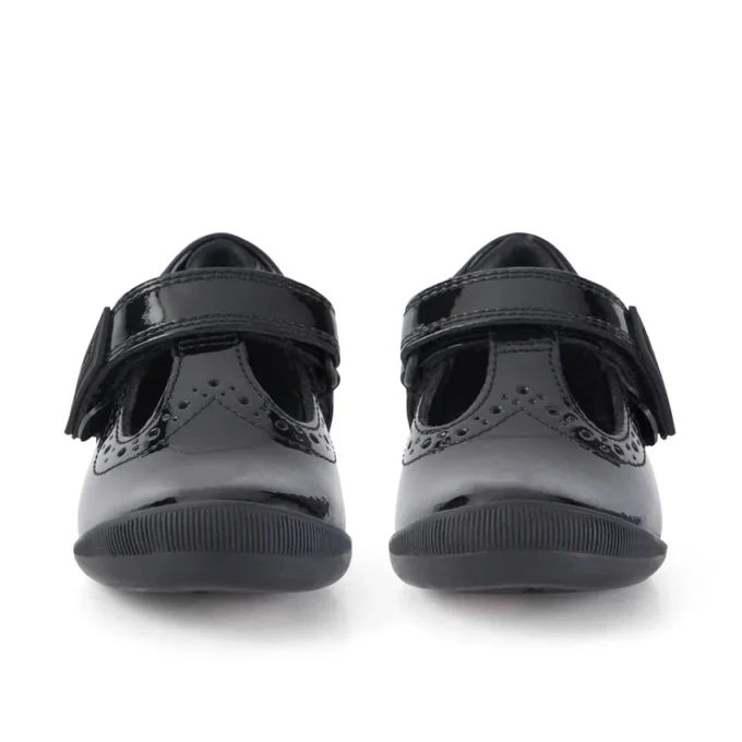 Bambine Bridie Brogue T-Vel in vernice nera