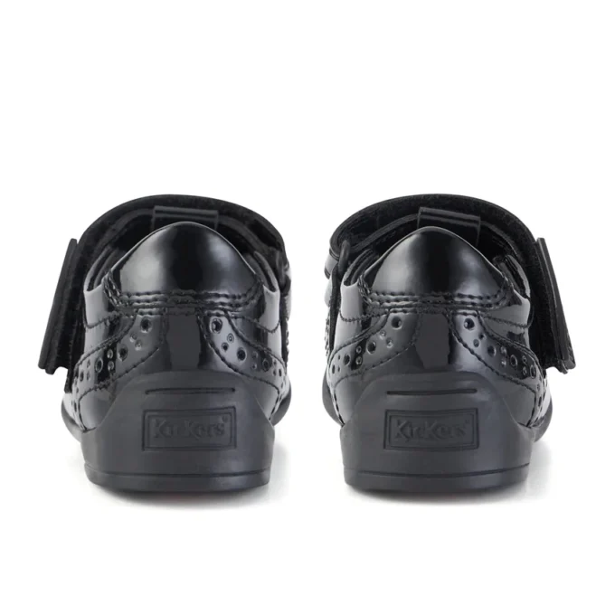 Bambine Bridie Brogue T-Vel in vernice nera