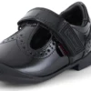 Bambine Bridie Brogue T-Vel in vernice nera