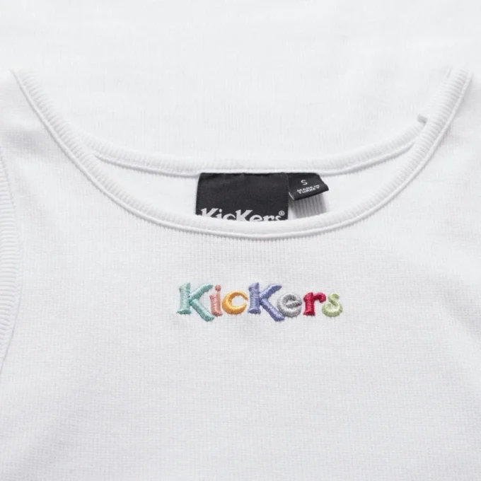 Canotta classica a costine Kickers da donna, colore bianco