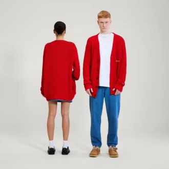 Cardigan classico Kickers unisex per adulti, rosso