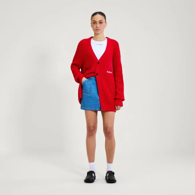 Cardigan classico Kickers unisex per adulti, rosso