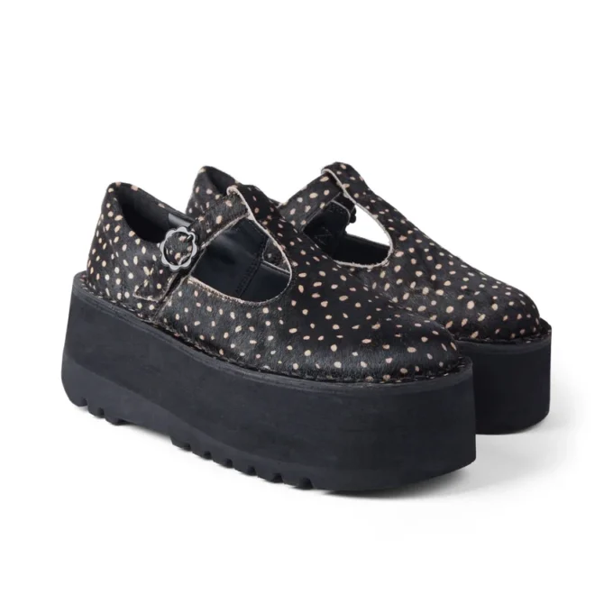 Donna Adulta Kick T-Bar Platform Pelle Nero