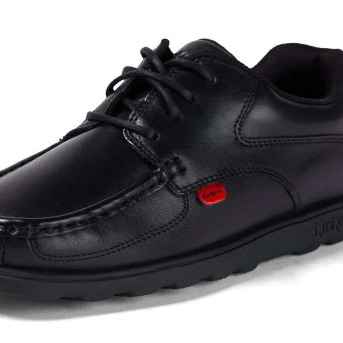 Fragma Lace 4 Eyelet in pelle nera per ragazzi Fragma Lace 4 Eyelet in pelle nera per ragazzi