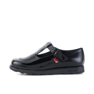 Fragma T-Buckle in pelle verniciata nera da donna