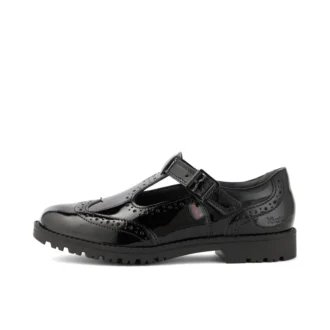 Giovani Donne Lachly Brogue T Bar Pelle Laccata Nera