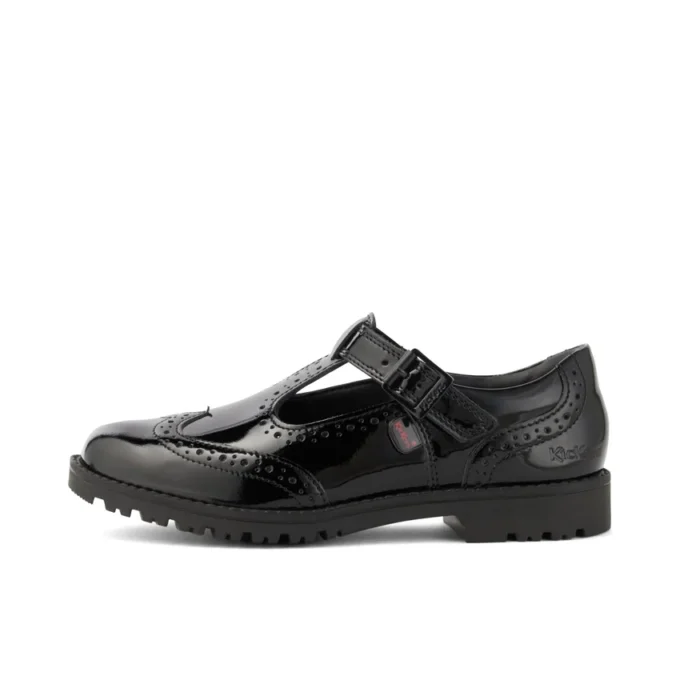 Giovani Donne Lachly Brogue T Bar Pelle Laccata Nera Giovani Donne Lachly Brogue T Bar Pelle Laccata Nera
