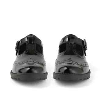 Giovani Donne Lachly Brogue T Bar Pelle Laccata Nera