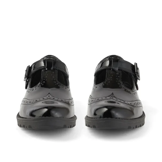 Giovani Donne Lachly Brogue T Bar Pelle Laccata Nera Giovani Donne Lachly Brogue T Bar Pelle Laccata Nera