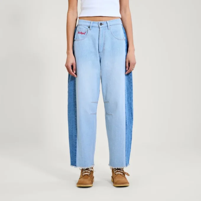 Jeans Kickers Classic a gamba larga blu da donna