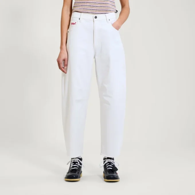 Jeans Kickers Classic a zampa d’elefante da donna, bianco