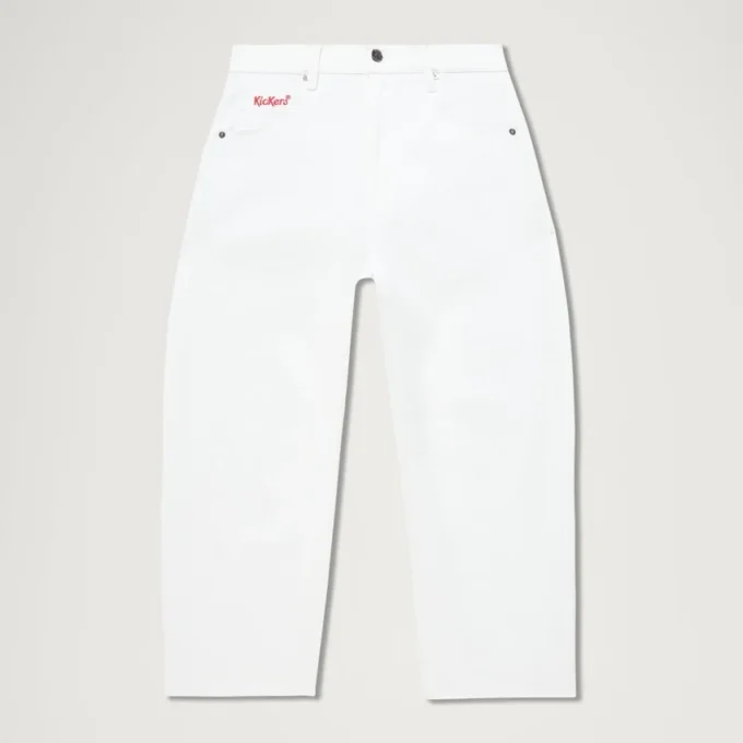 Jeans Kickers Classic a zampa d’elefante da donna, bianco