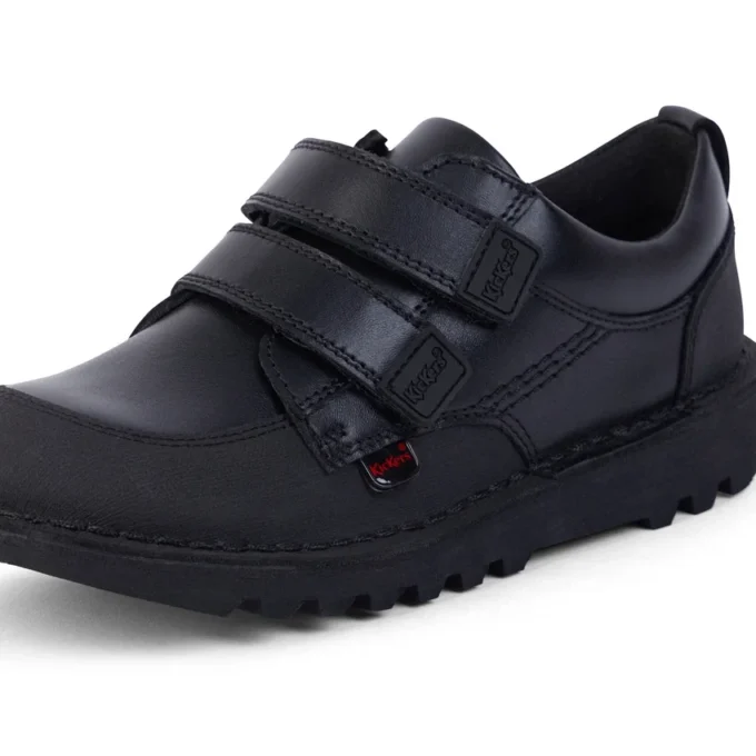 Junior Boys Kick Scuff in pelle doppia nera Junior Boys Kick Scuff in pelle doppia nera
