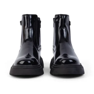 Junior Donna Kenzi Chelsea in pelle verniciata nera