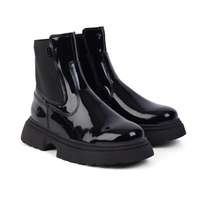Junior Donna Kenzi Chelsea in pelle verniciata nera Junior Donna Kenzi Chelsea in pelle verniciata nera