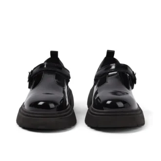 Junior Donna Kenzi T-Bar Pelle Laccata Nera