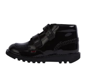 Junior Girls Kick Hi Vel Brogue in vernice nera