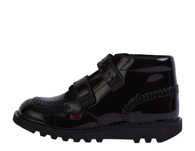 Junior Girls Kick Hi Vel Brogue in vernice nera Junior Girls Kick Hi Vel Brogue in vernice nera