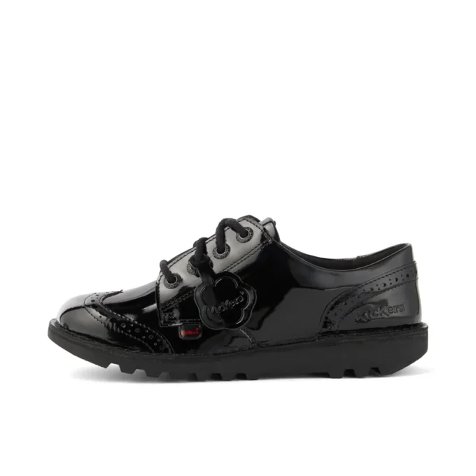 Junior Girls Kick Lo Brogue in pelle verniciata nera Junior Girls Kick Lo Brogue in pelle verniciata nera