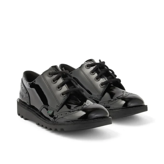 Junior Girls Kick Lo Brogue in pelle verniciata nera Junior Girls Kick Lo Brogue in pelle verniciata nera