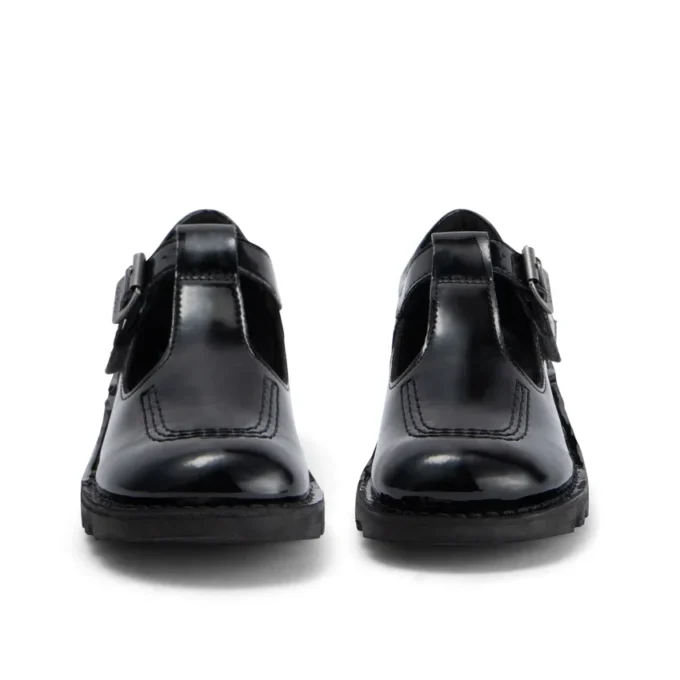 Junior Girls Kick T-Bar in similpelle verniciata nera Junior Girls Kick T-Bar in similpelle verniciata nera