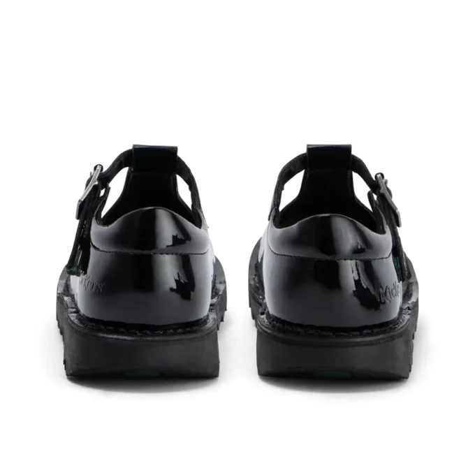 Junior Girls Kick T-Bar in similpelle verniciata nera Junior Girls Kick T-Bar in similpelle verniciata nera
