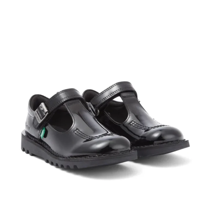 Junior Girls Kick T-Bar Vel in pelle verniciata nera Junior Girls Kick T-Bar Vel in pelle verniciata nera