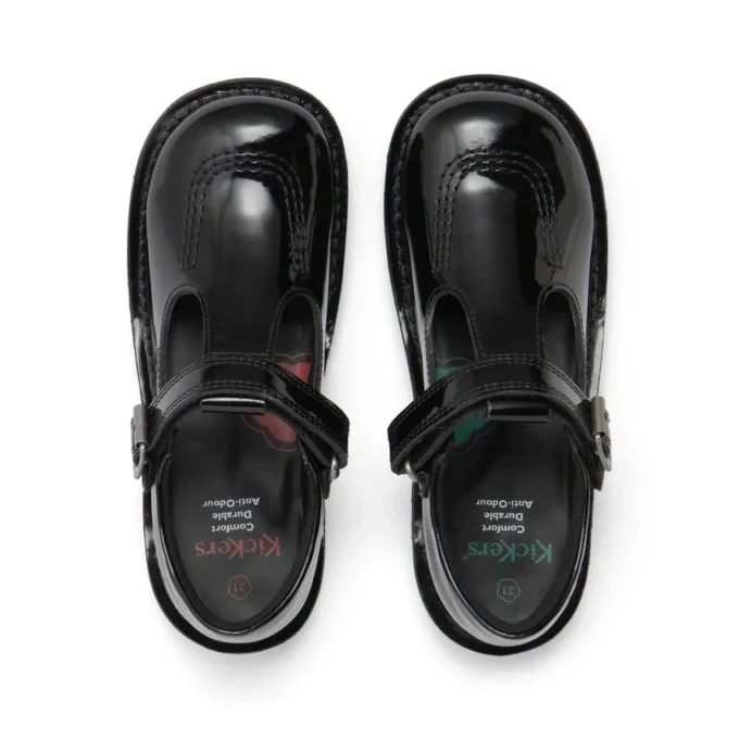 Junior Girls Kick T-Bar Vel in pelle verniciata nera Junior Girls Kick T-Bar Vel in pelle verniciata nera