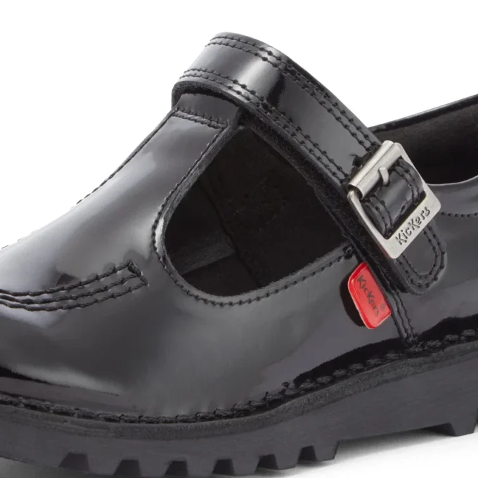 Junior Girls Kick T-Bar Vel in pelle verniciata nera Junior Girls Kick T-Bar Vel in pelle verniciata nera
