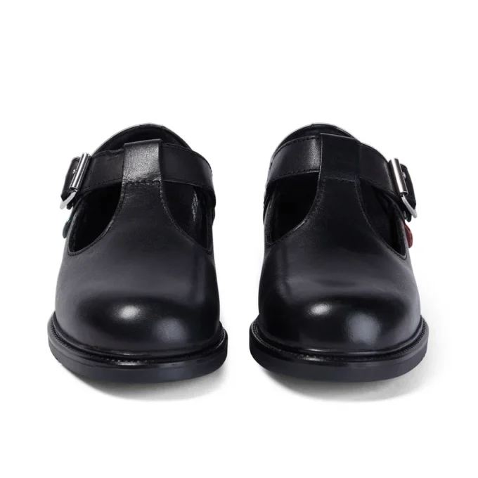 Junior Girls Lach T-Bar Leather Black Junior Girls Lach T-Bar Leather Black