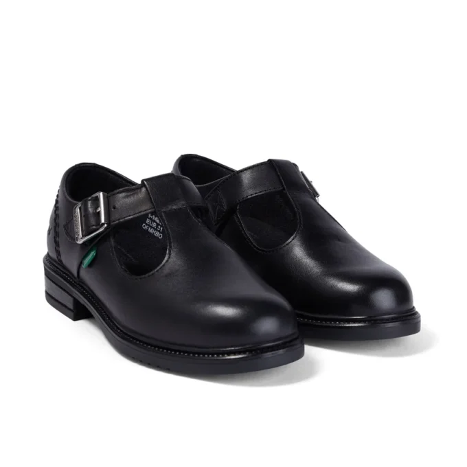 Junior Girls Lach T-Bar Leather Black Junior Girls Lach T-Bar Leather Black