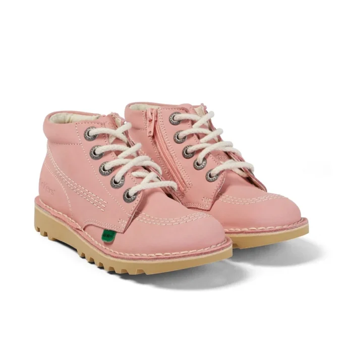 Junior Unisex Kick Hi Zip in nabuk rosa chiaro Junior Unisex Kick Hi Zip in nabuk rosa chiaro