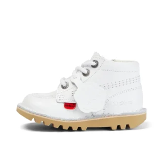 Junior Unisex Kick Hi Zip in pelle bianca