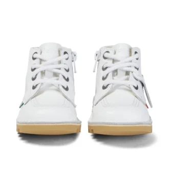 Junior Unisex Kick Hi Zip in pelle bianca