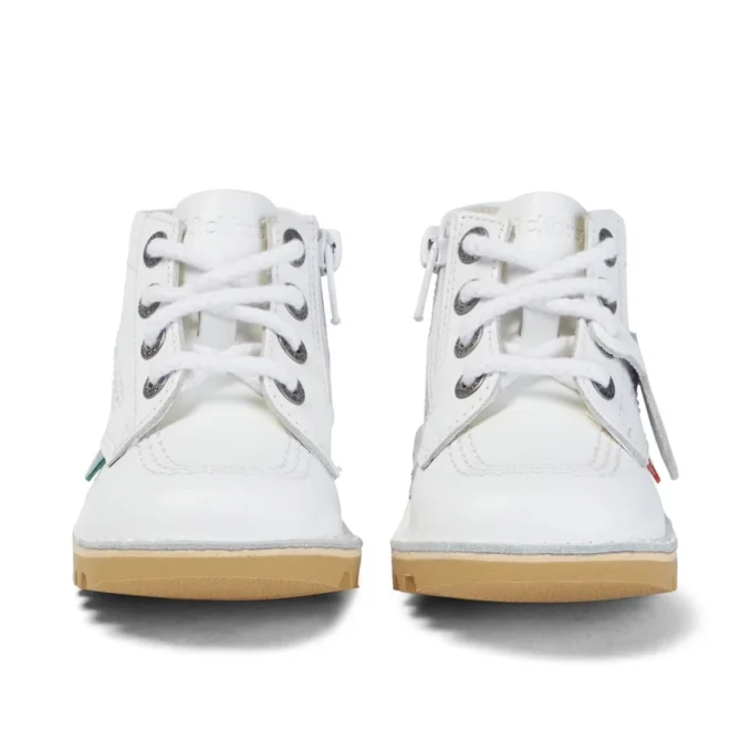 Junior Unisex Kick Hi Zip in pelle bianca Junior Unisex Kick Hi Zip in pelle bianca