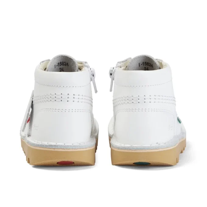Junior Unisex Kick Hi Zip in pelle bianca Junior Unisex Kick Hi Zip in pelle bianca